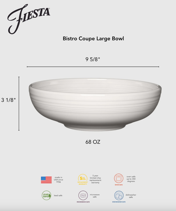 Fiestaware Bistro Coupe 9 5/8" Large Bowl, 68oz