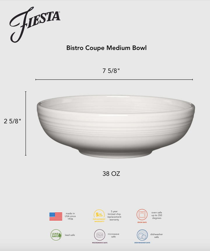 Fiestaware Bistro Coupe 7 5/8" Medium Bowl, 38oz