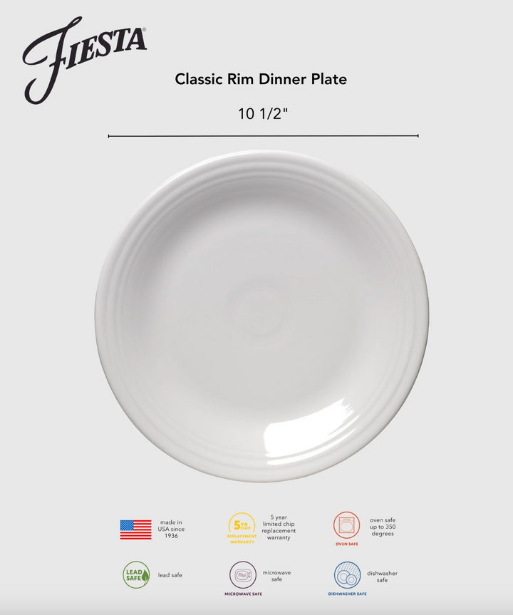 Fiestaware Classic Rim 10 1/2" Dinner Plate