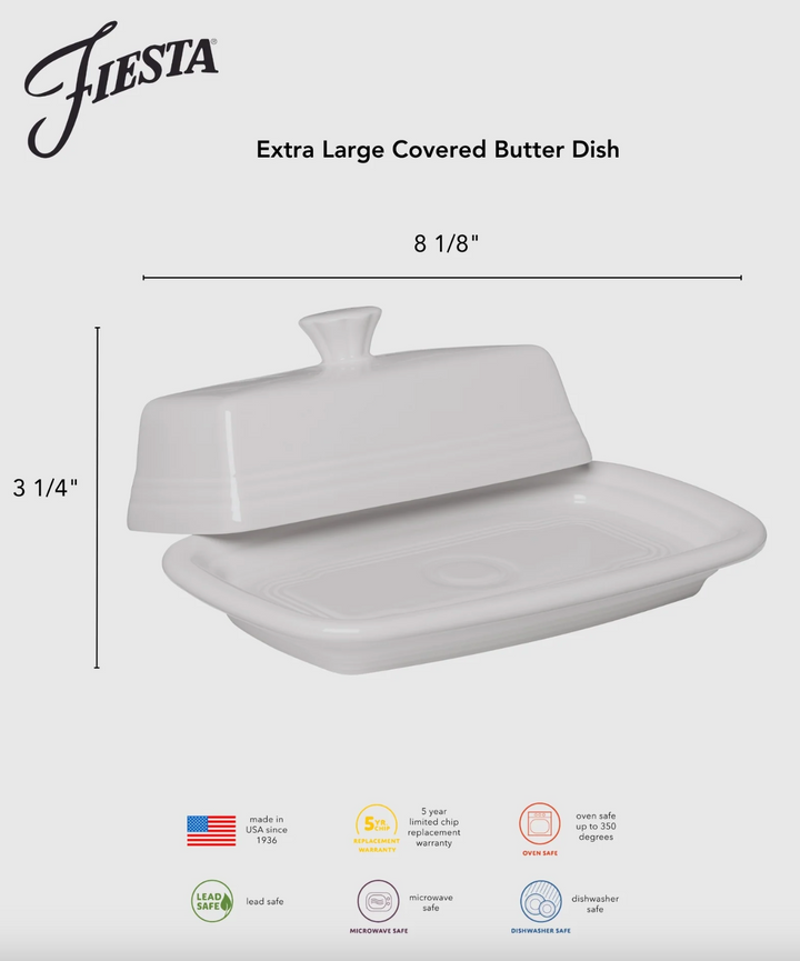 Fiestaware Extra Large Covered Butter Dish 8 1/8" x 5 1/8"