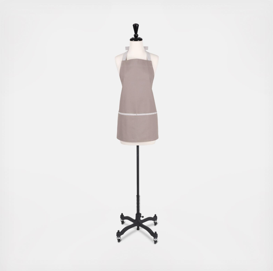 Light Grey + Stripe Detail Short Apron