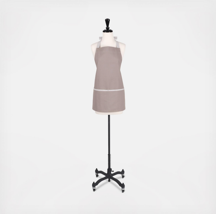 Light Grey + Stripe Detail Short Apron