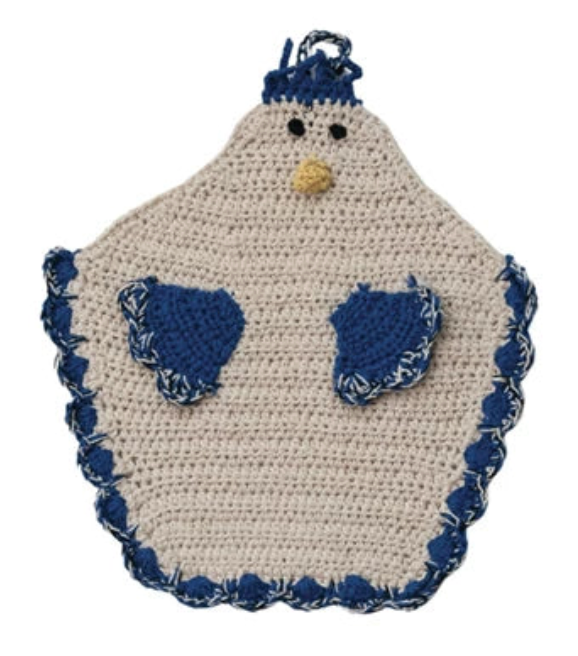 Cotton Crocheted Chicken Shaped Pot Holder w/ Loop