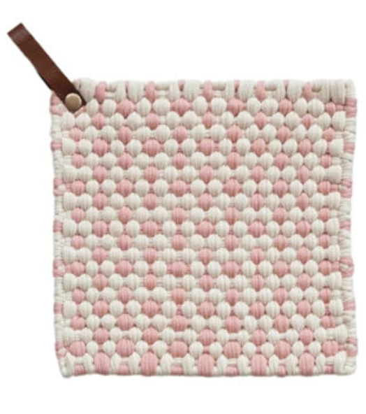 Cotton Crocheted Potholder with Leather Loop