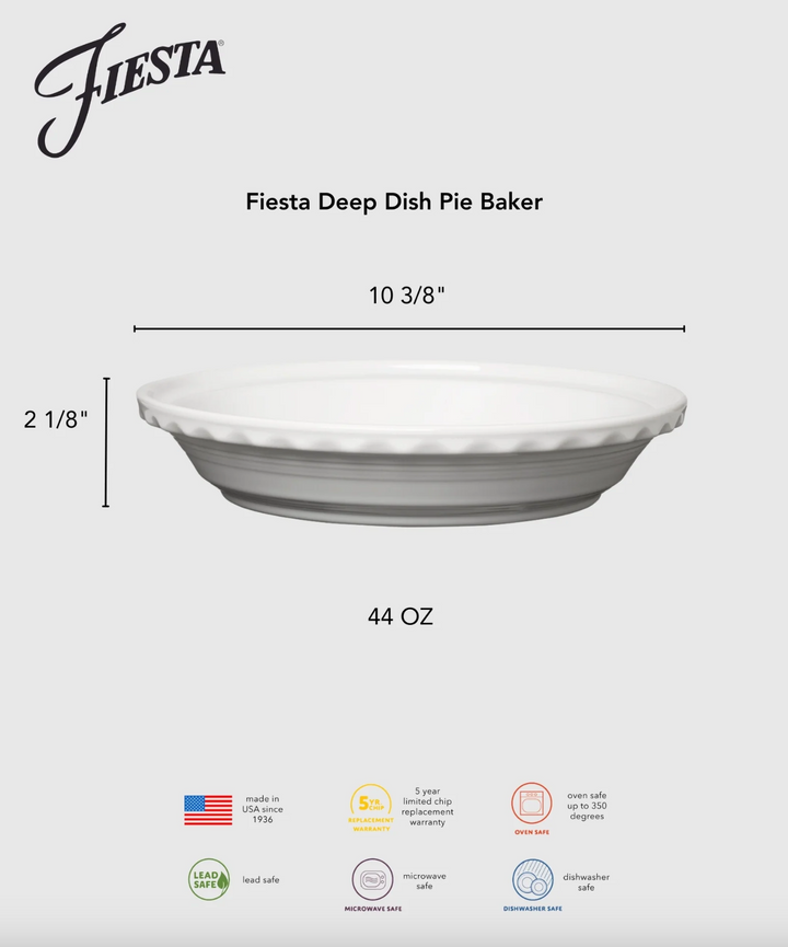 Fiestaware 10 1/4" Deep Dish Pie Baker, 44oz