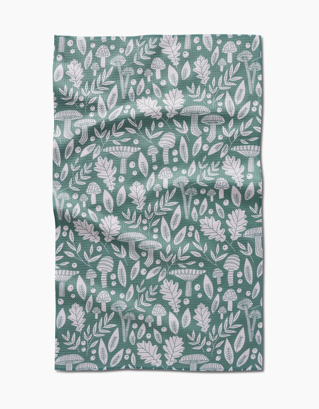 Fall Mushrooms and Leaves Kitchen Tea Towel