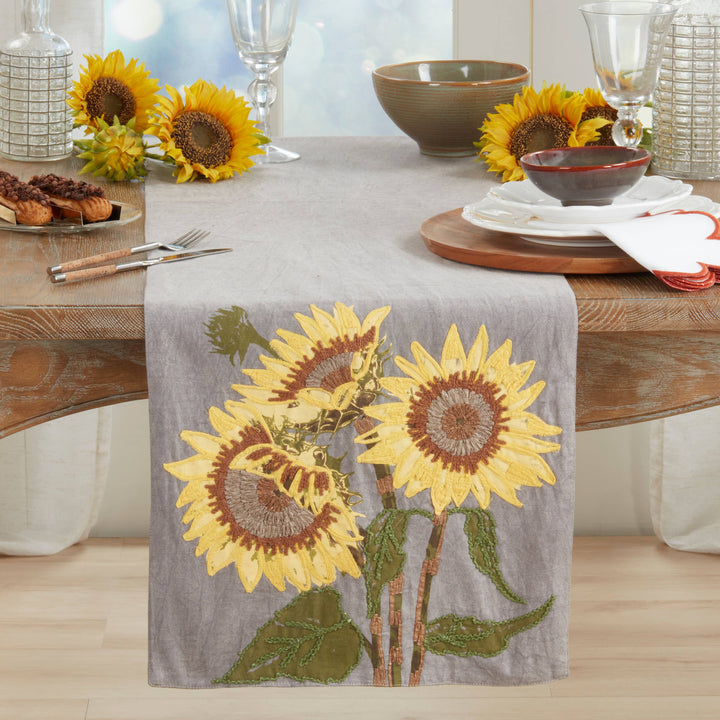 Embroidered Sunflower Table Runner