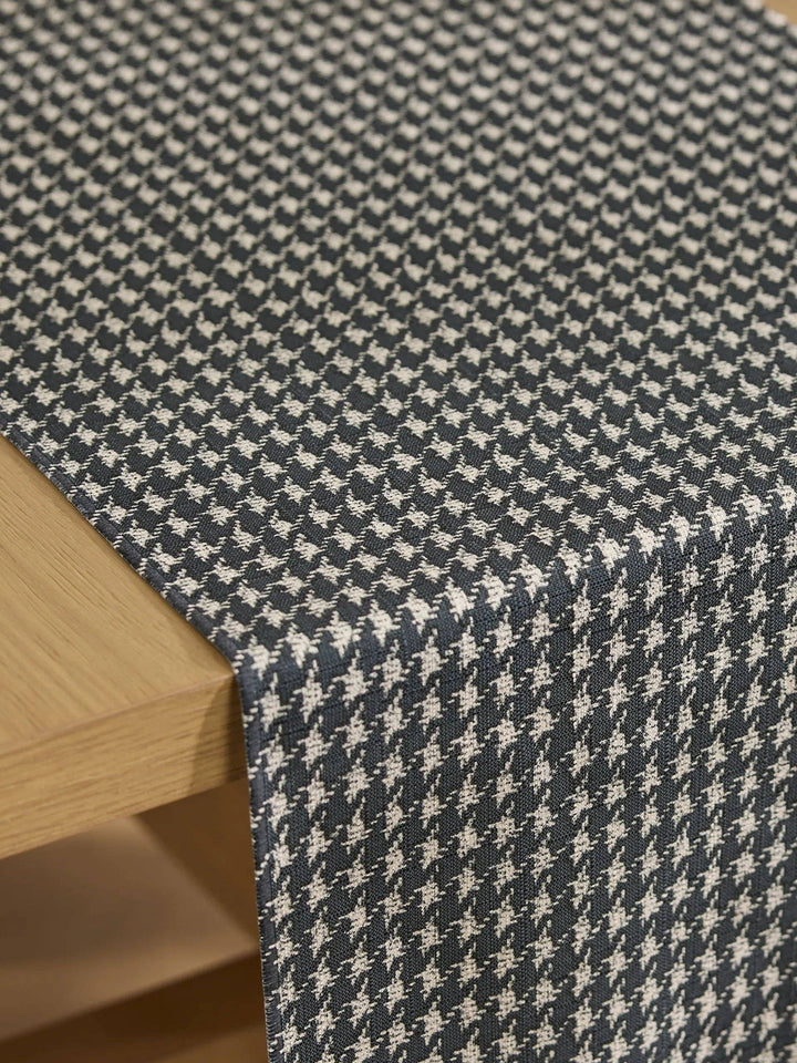 Houndstooth Black Table Runner