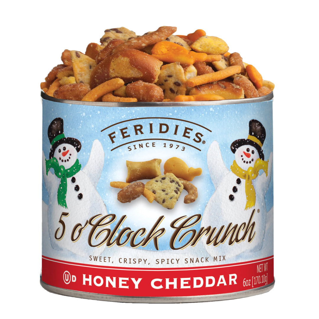 Honey Cheddar 5 O'Clock Crunch, 6oz Tin, Holiday Label