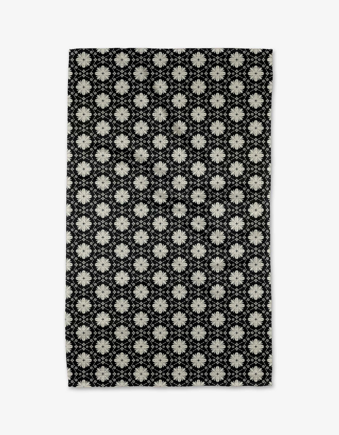 Monochrome Floral Kitchen Tea Towel