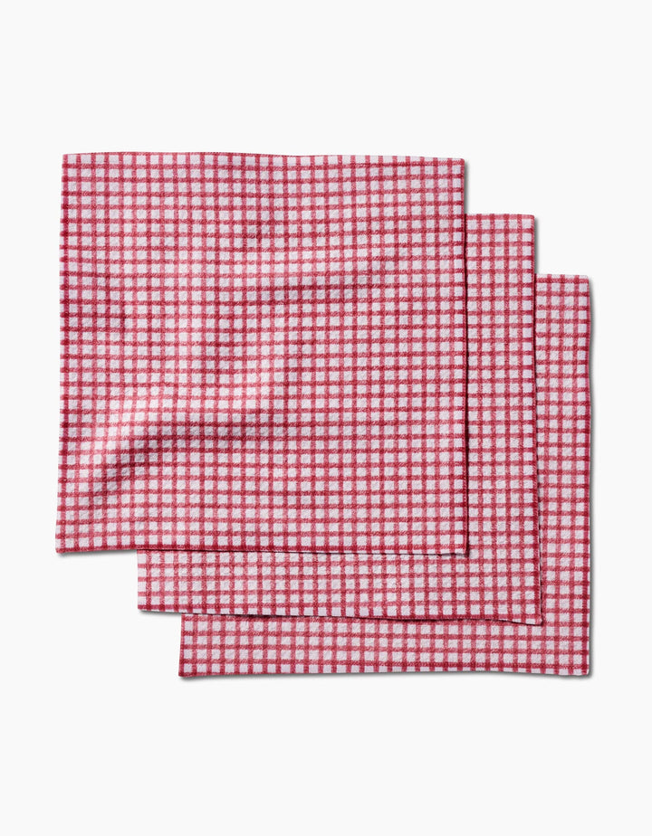 Fireside Plaid Red Dishcloth Set of 3