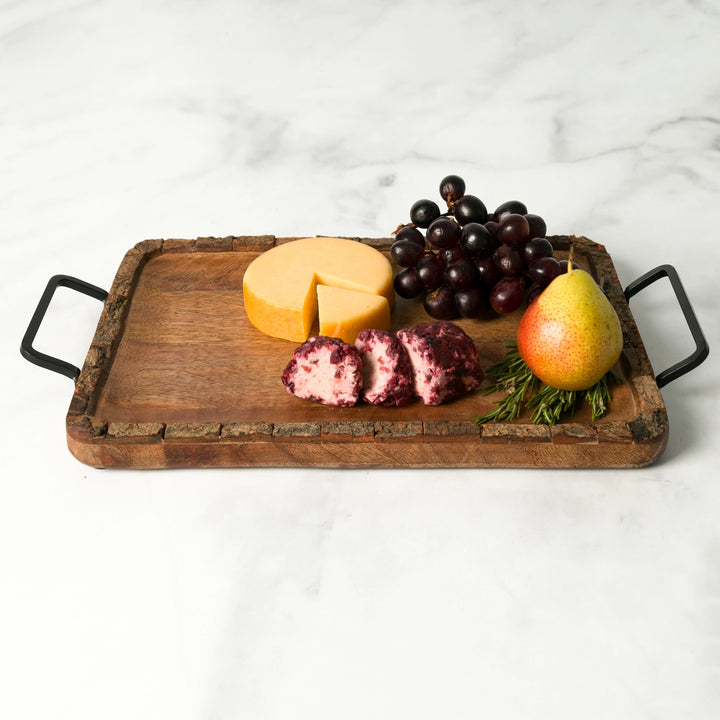 Rectangle Wood Texture Serving Board with Handles
