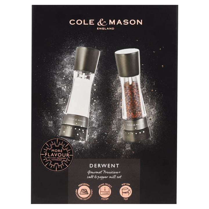 Derwent Salt & Pepper Mill Set, Black Wood