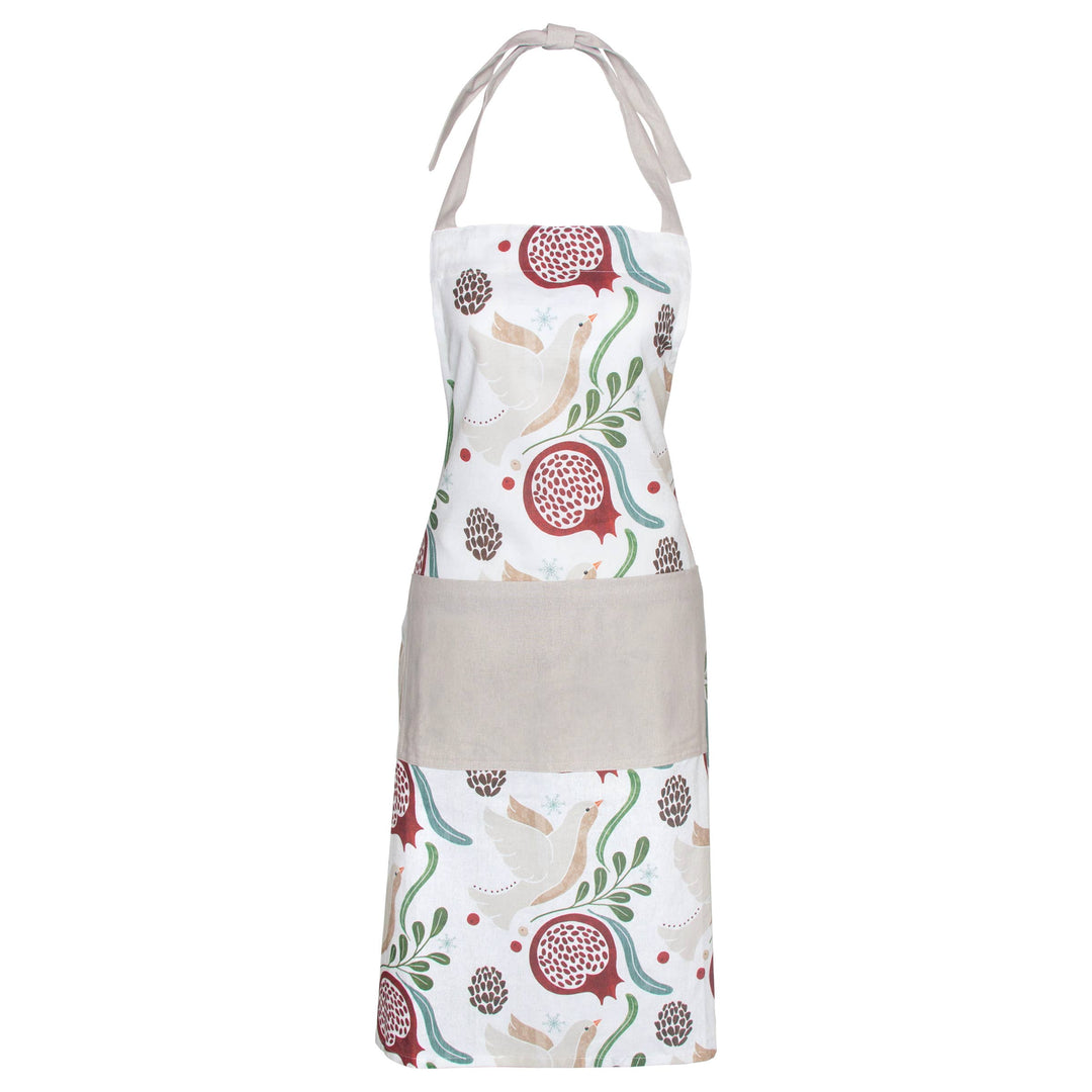34" Long Winter Berry Cotton Apron Christmas