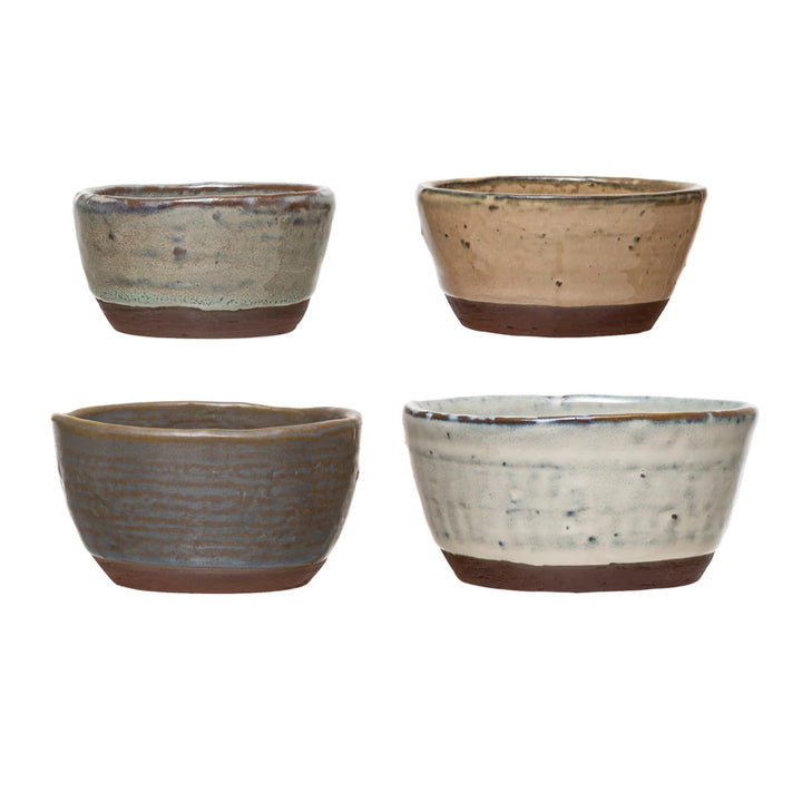 Stoneware Bowls with Reactive Glaze, Set of 4