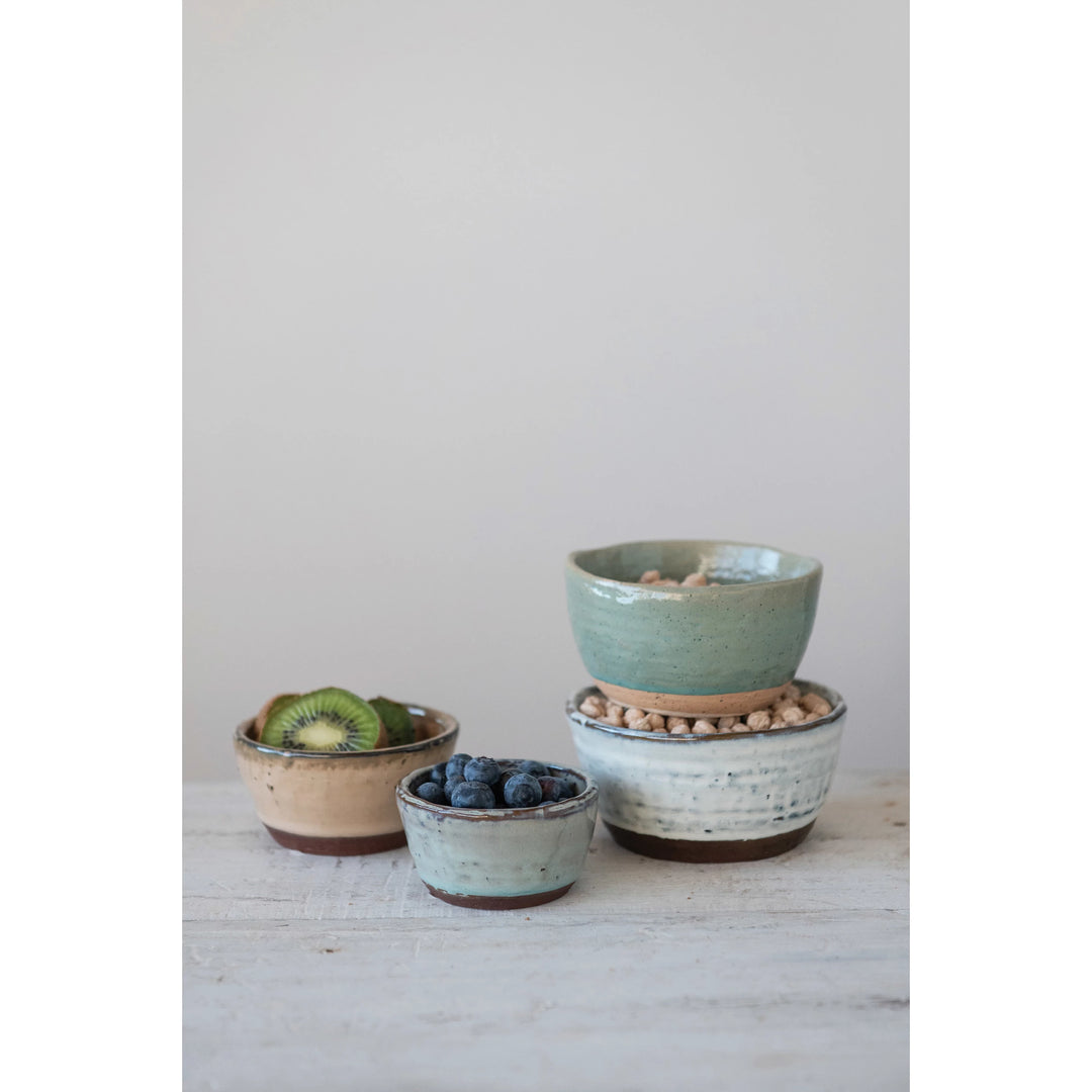 Stoneware Bowls with Reactive Glaze, Set of 4