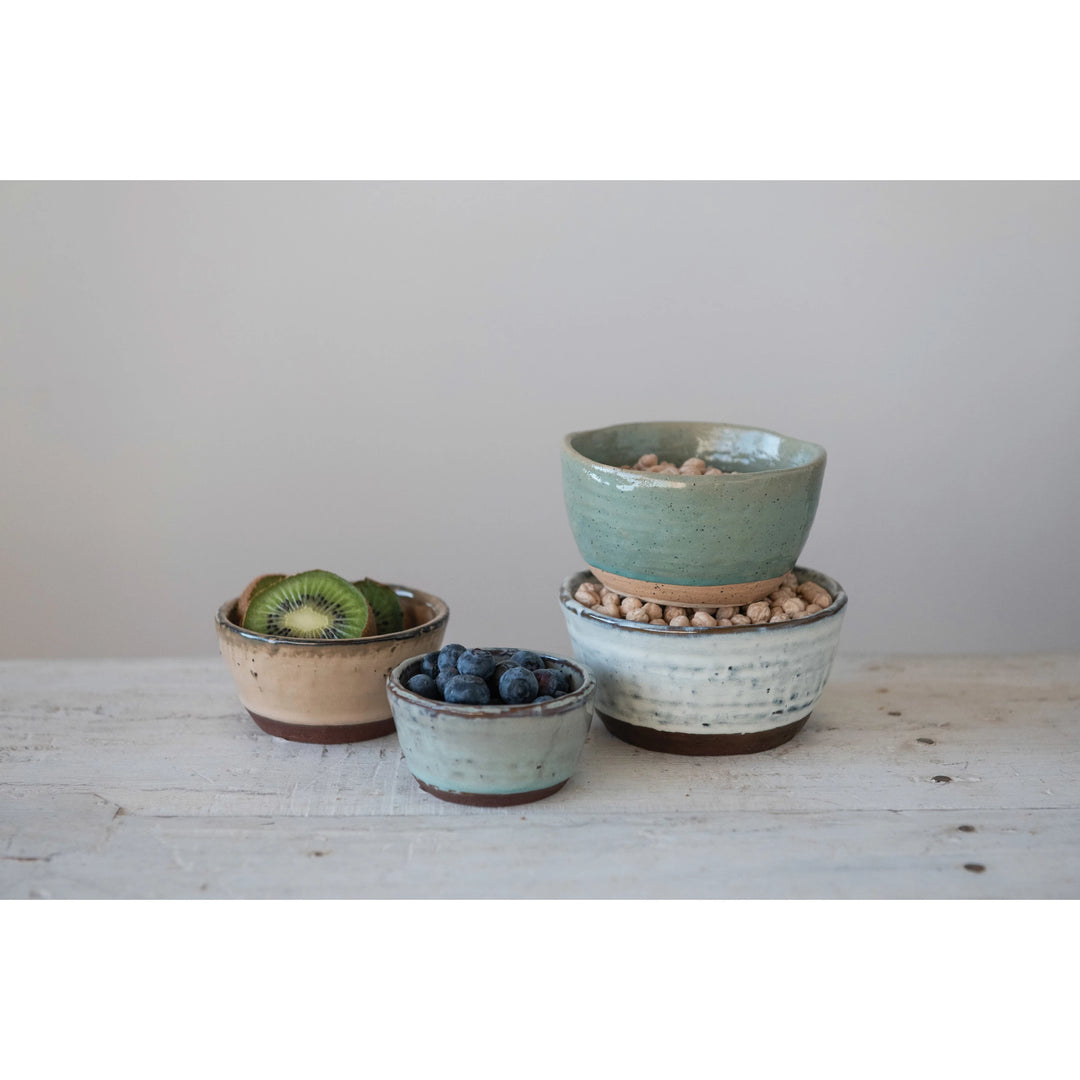 Stoneware Bowls with Reactive Glaze, Set of 4