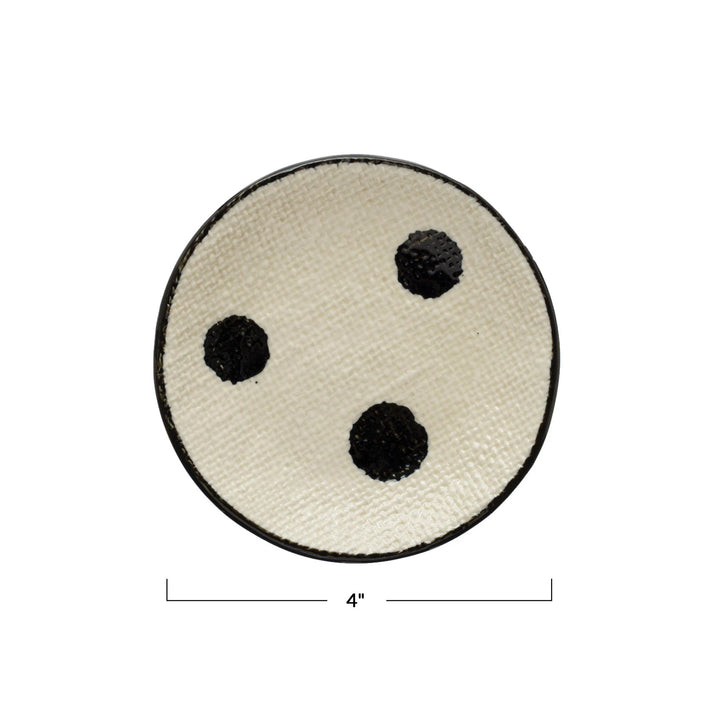 Dots & Linen Texture Stoneware Dish