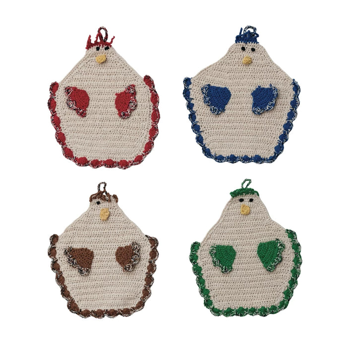 Cotton Crocheted Chicken Shaped Pot Holder w/ Loop