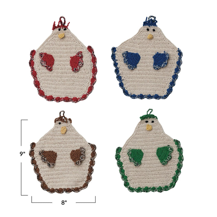 Cotton Crocheted Chicken Shaped Pot Holder w/ Loop