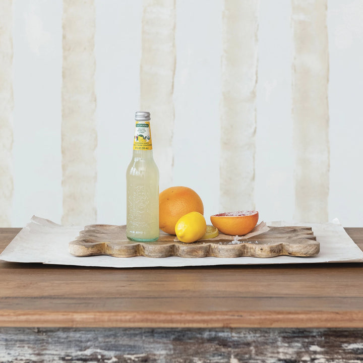 Natural Mango Wood Tray with Scalloped Edge
