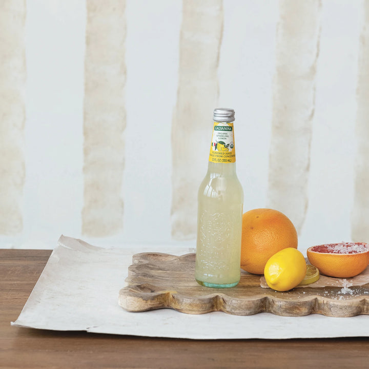 Natural Mango Wood Tray with Scalloped Edge