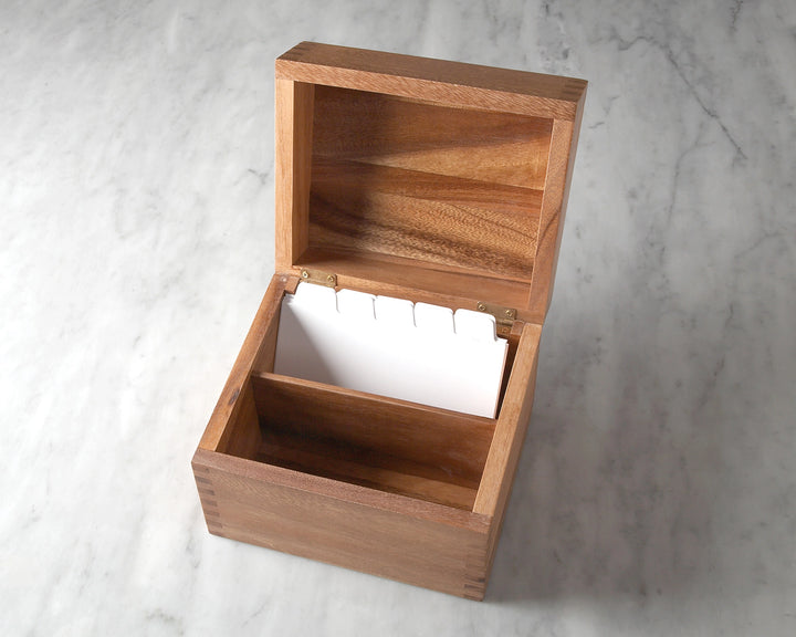 Ironwood Acacia Wood Recipe Box, 2 Compartment