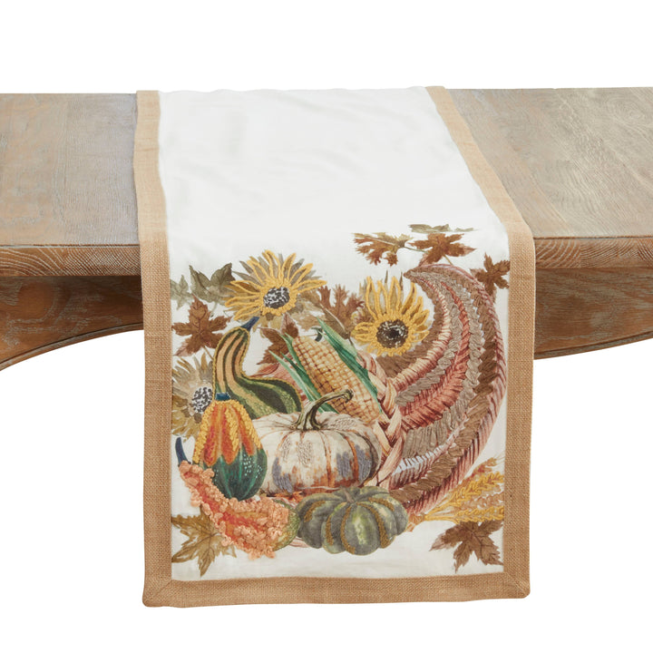 Embroidered Cornucopia Table Runner