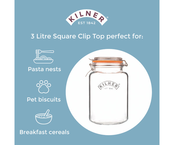 Clip Top Square Jar 102oz