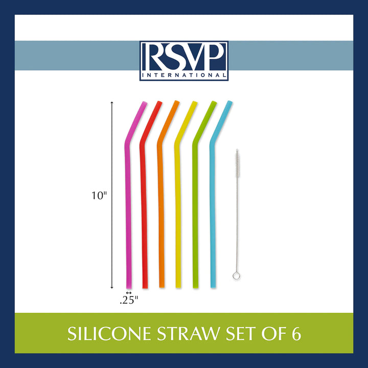 Reusable 10" Silicone Straws (Set of 6)