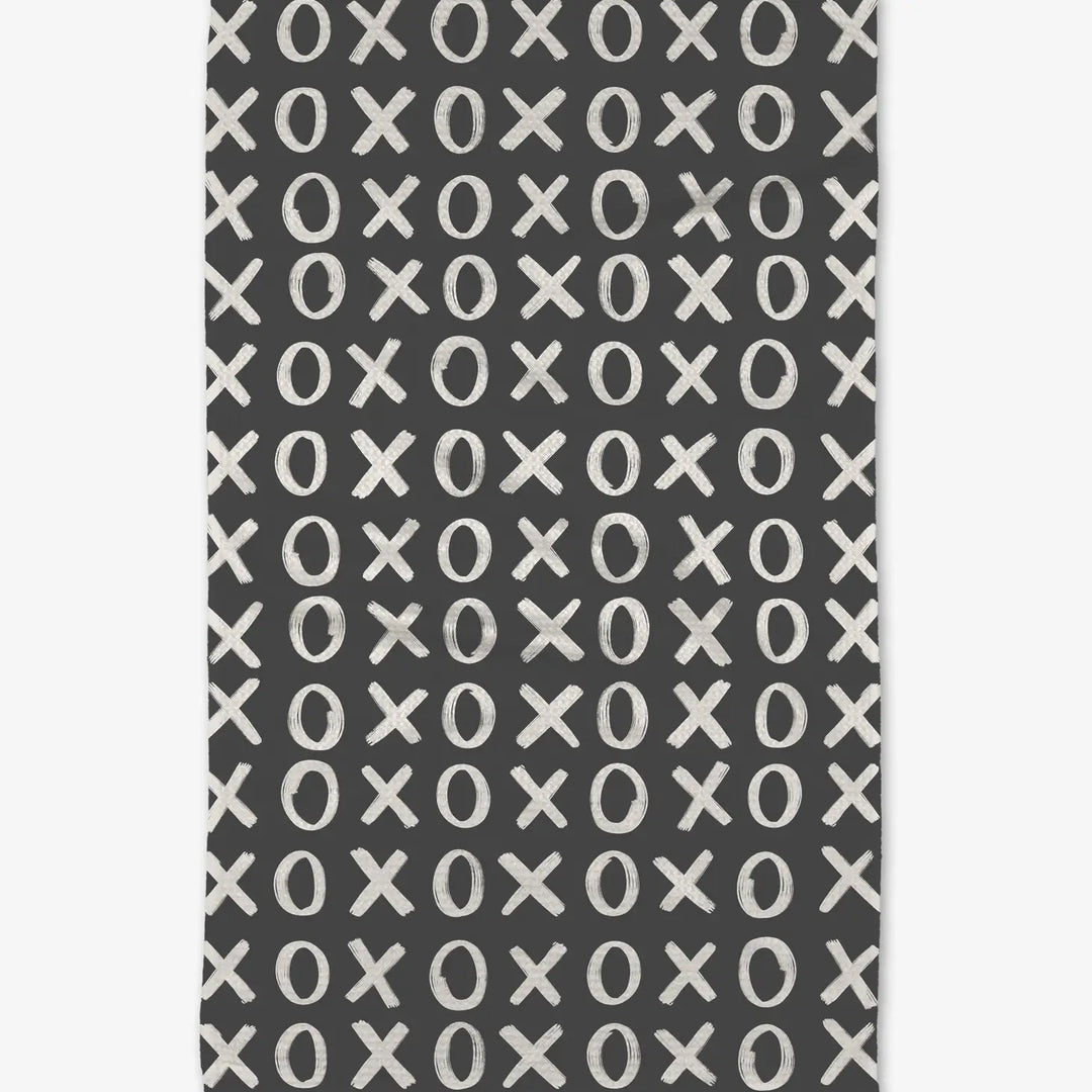 Hugs & Kisses Black Kitchen Tea Towel