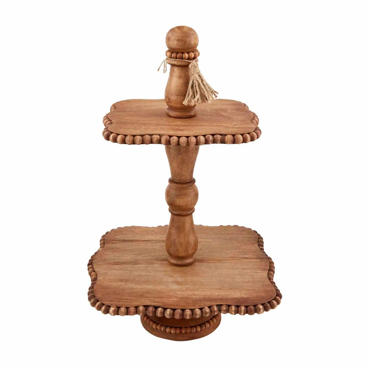 Wood Beaded Tiered Server