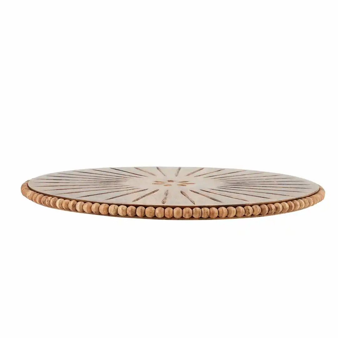 Beaded Wood Carved Lazy Susan