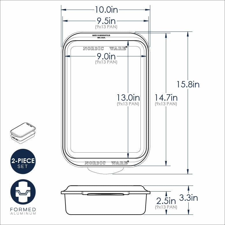 Nordicware Classic Metal 9x13 Covered Baking Pan