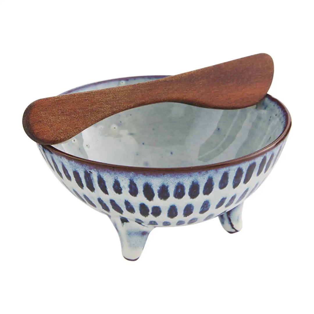 Blackish Blue Reactive Glaze Dip Bowl Set