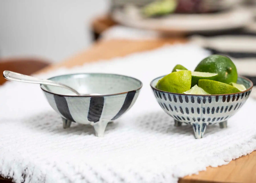 Blackish Blue Reactive Glaze Dip Bowl Set