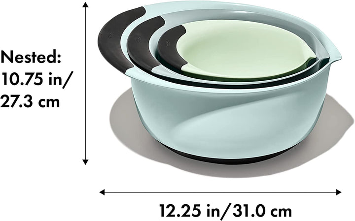 OXO 3-Piece Mixing Bowl Set - Cadet Blue, Tower Grey, Jade