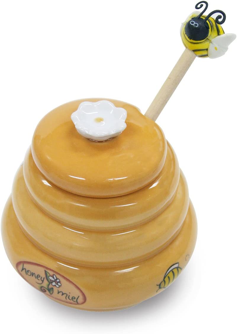 Joie Ceramic Beehive Honey Pot and Wooden Dipper
