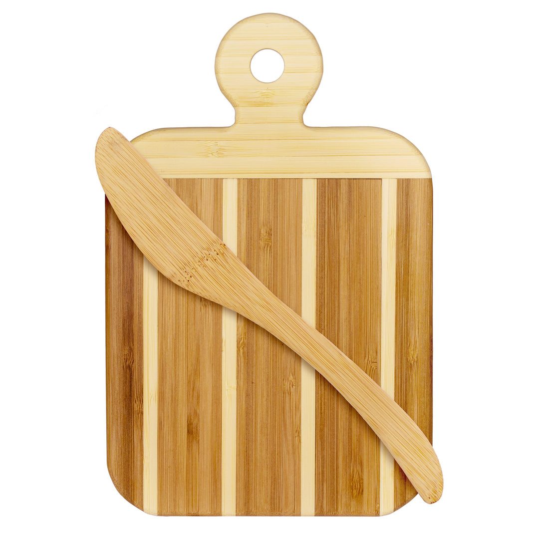Totally Bamboo Striped Paddle Serving & Cutting Board with Spreader