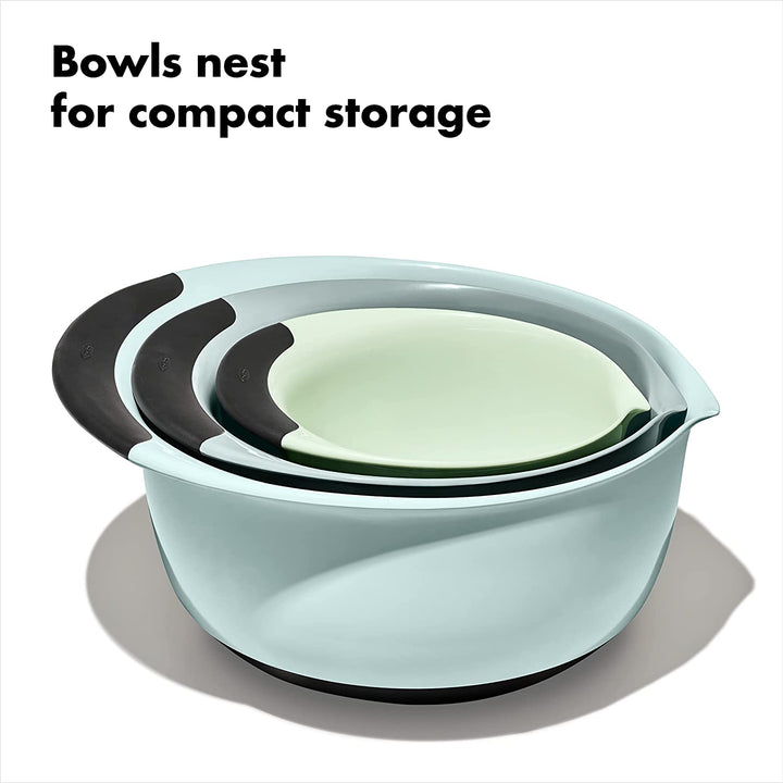 OXO 3-Piece Mixing Bowl Set - Cadet Blue, Tower Grey, Jade