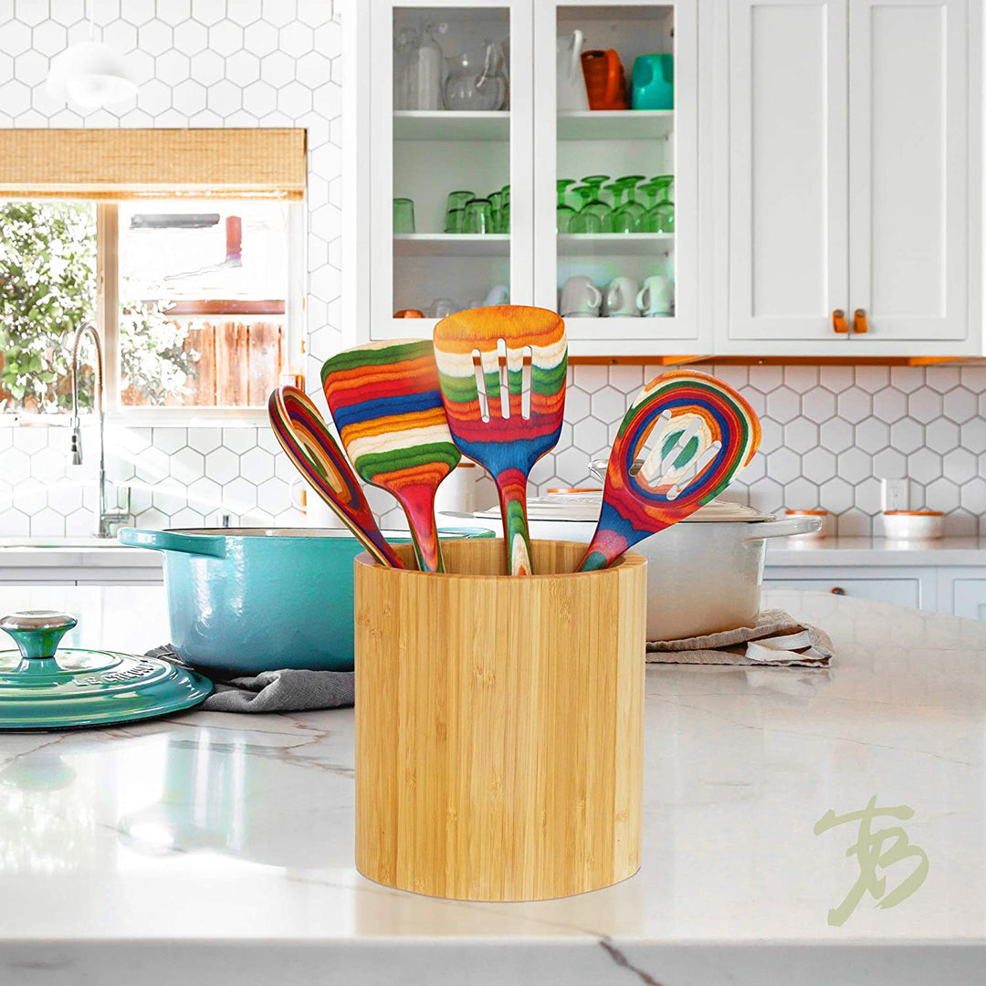 Totally Bamboo Oval Shaped Bamboo Kitchen Utensil Holder