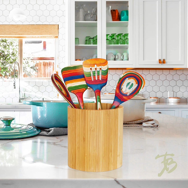 Totally Bamboo Oval Shaped Bamboo Kitchen Utensil Holder