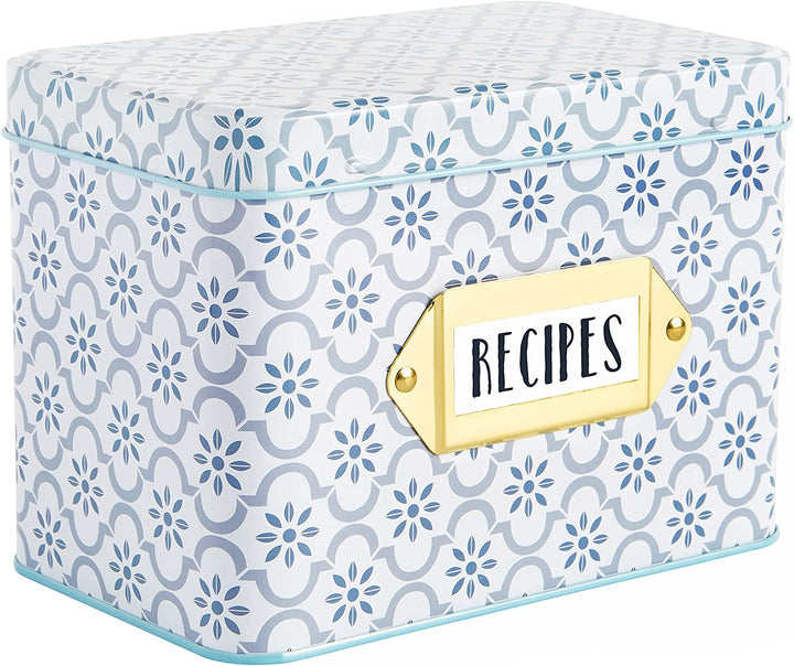 CR Gibson True Blue Tin Recipe Box
