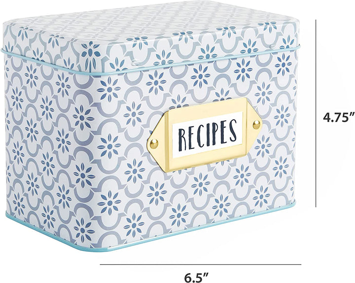 CR Gibson True Blue Tin Recipe Box