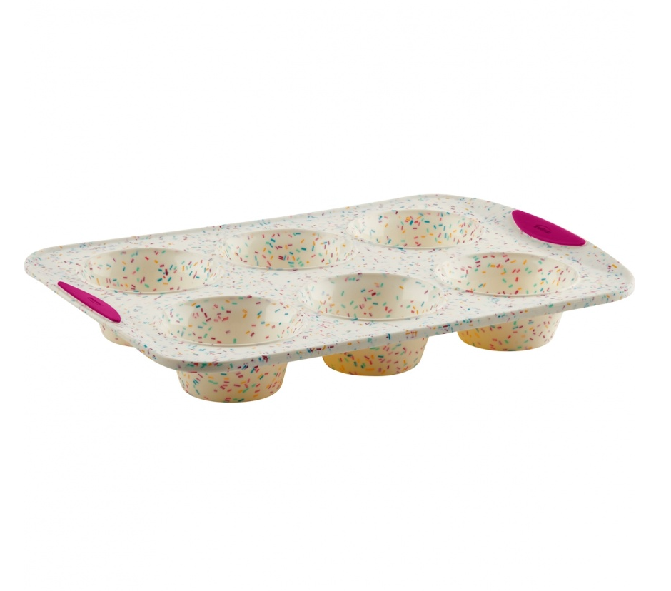 Silicone Bakeware: White Confetti 6-Cup Muffin Pan