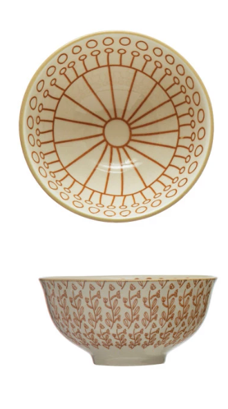 Stoneware Bowl with Pattern
