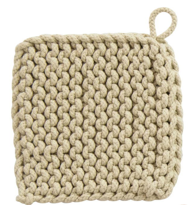 8" Square Cotton Crocheted Pot Holder - Pastels