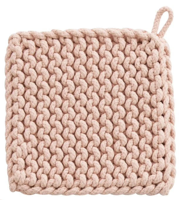 8" Square Cotton Crocheted Pot Holder - Pastels