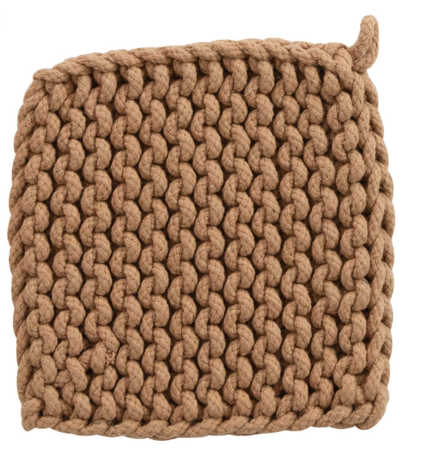 8" Square Cotton Crocheted Pot Holder - Pastels