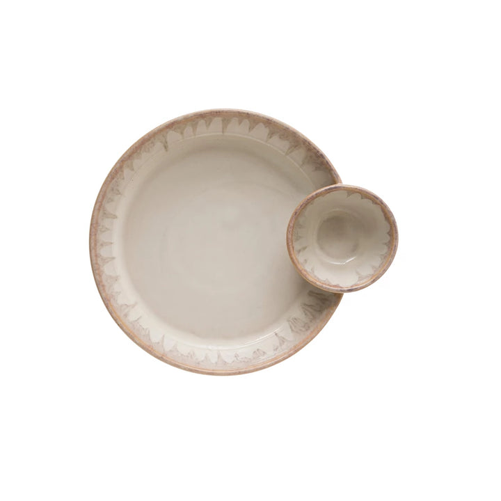 Reactive Glaze Stoneware Serving Dish with Sections